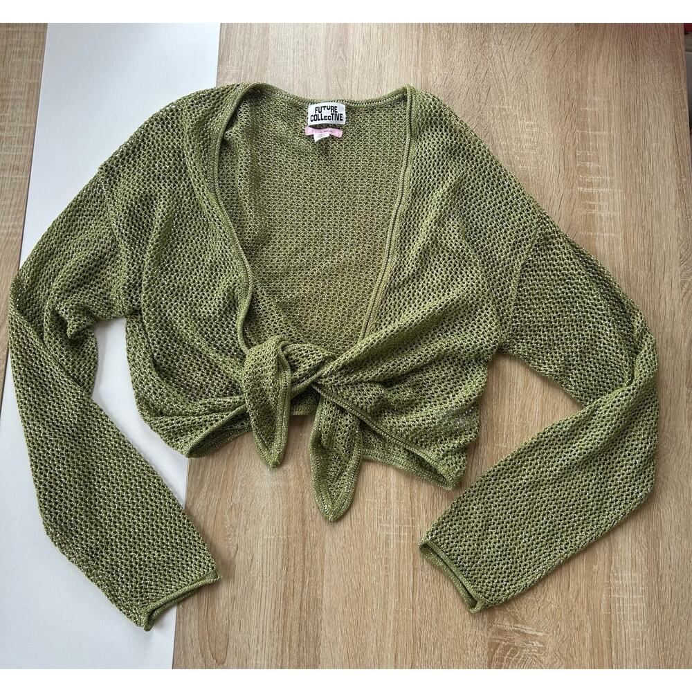 Future Collective Alani Noelle Women’s crochet tie front sweater blouse size L